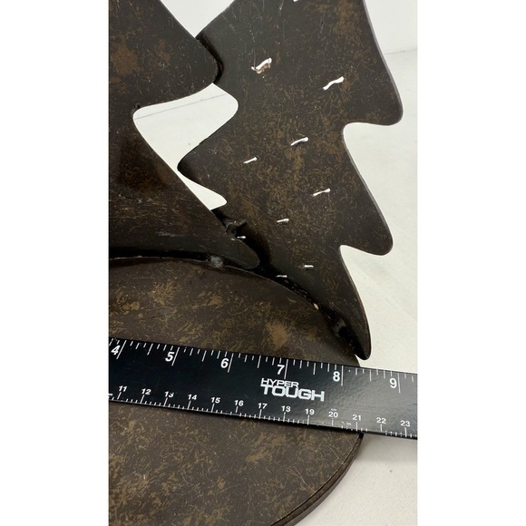 Metal Christmas Tree Candle Holder Rustic Brown Holiday Decor 12" Tall - Picture 8 of 9
